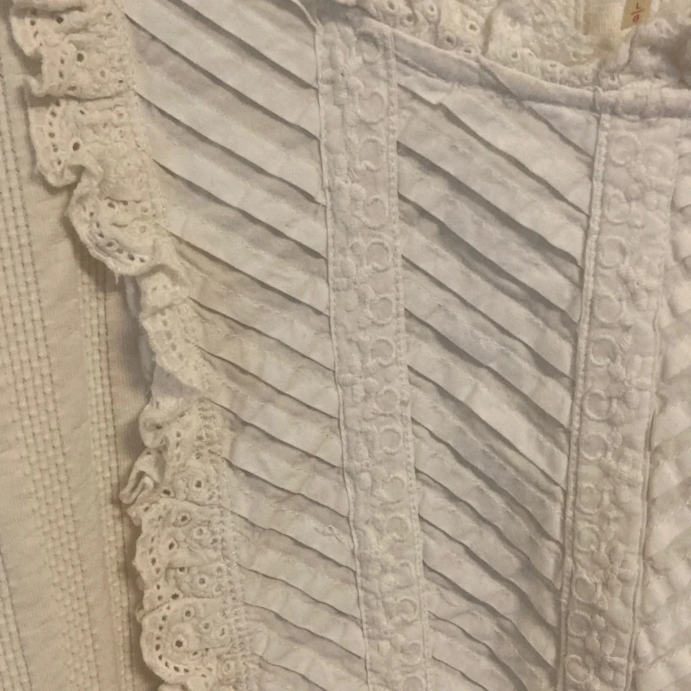 Free People Cream Ruffle Lace Pullover Cropped Top - Picture 5 of 12